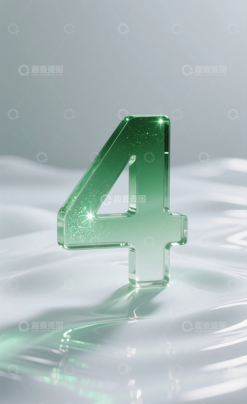 高清大图下载【趣麦麦图】绿色发光玻璃数字42