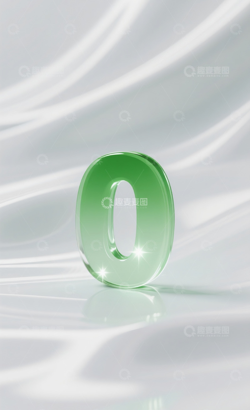 高清大图下载【趣麦麦图】绿色发光玻璃数字02