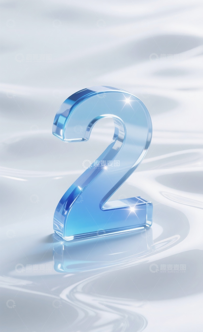 高清大图下载【趣麦麦图】蓝色发光玻璃数字23