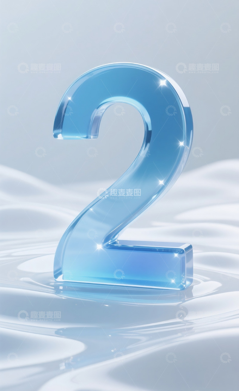 高清大图下载【趣麦麦图】蓝色发光玻璃数字21