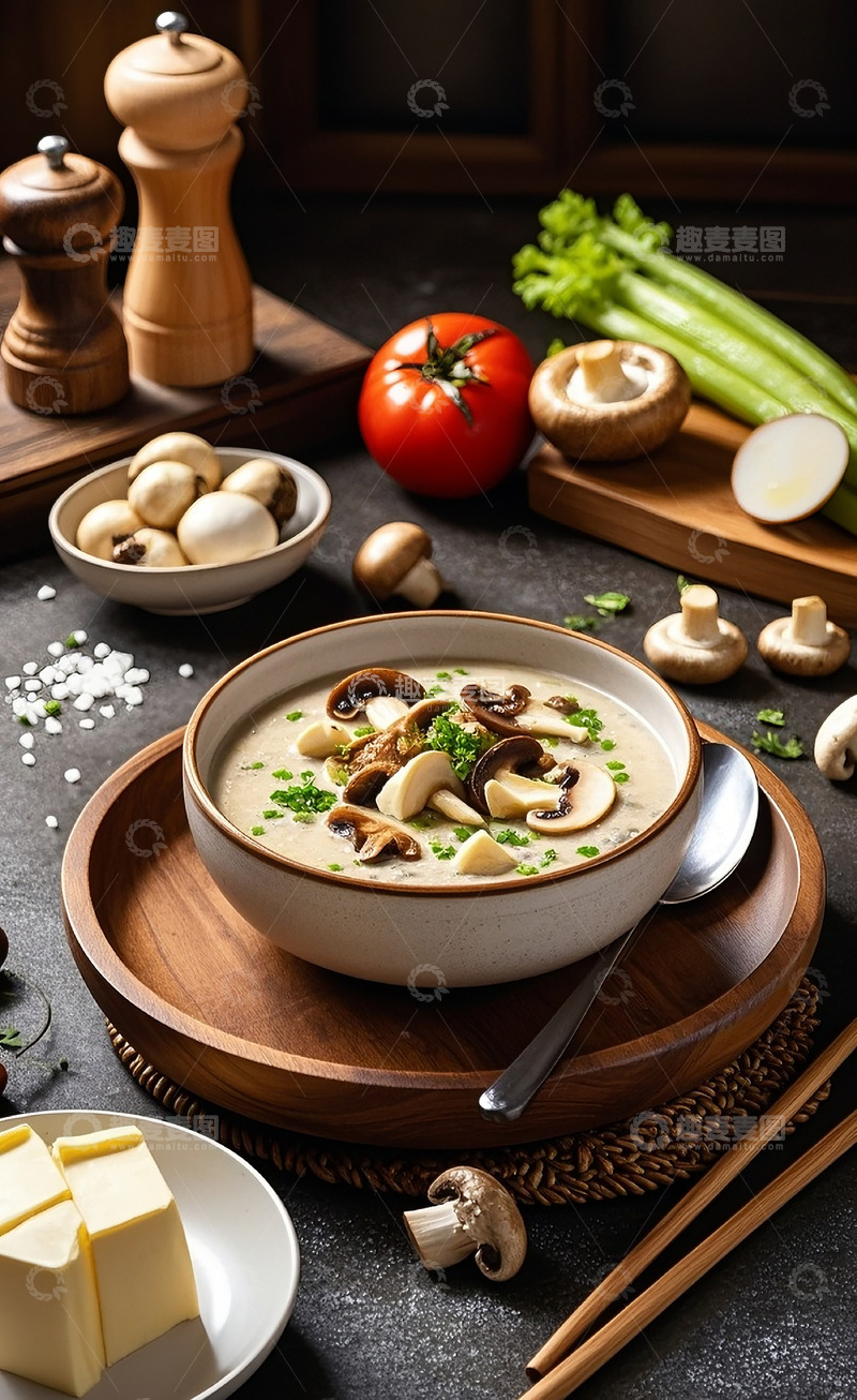 高清大图下载【趣麦麦图】奶油蘑菇汤1