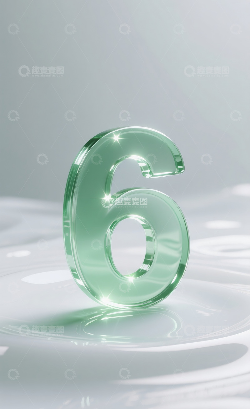 高清大图下载【趣麦麦图】绿色发光玻璃数字63