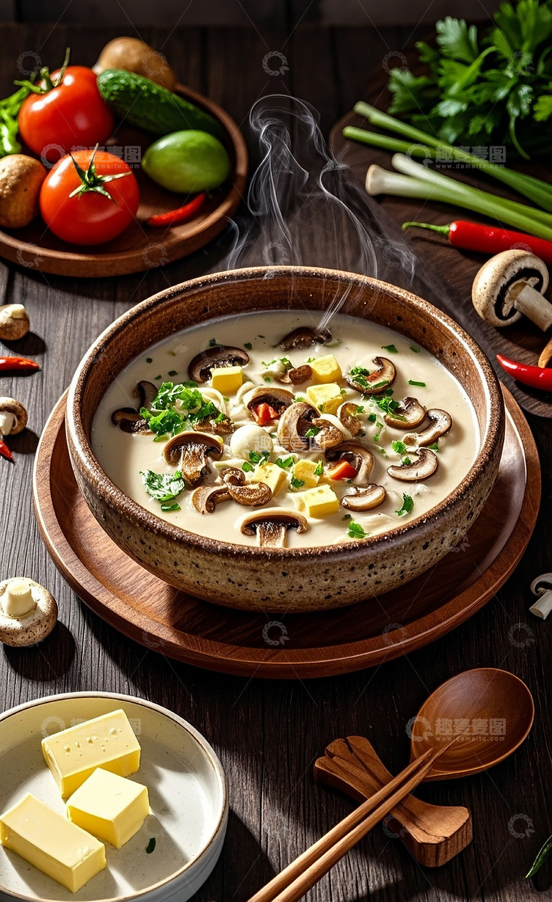 高清大图下载【趣麦麦图】奶油蘑菇汤2