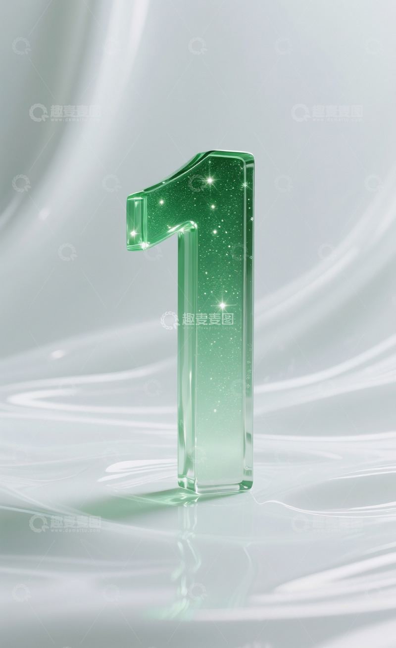 高清大图下载【趣麦麦图】绿色发光玻璃数字13