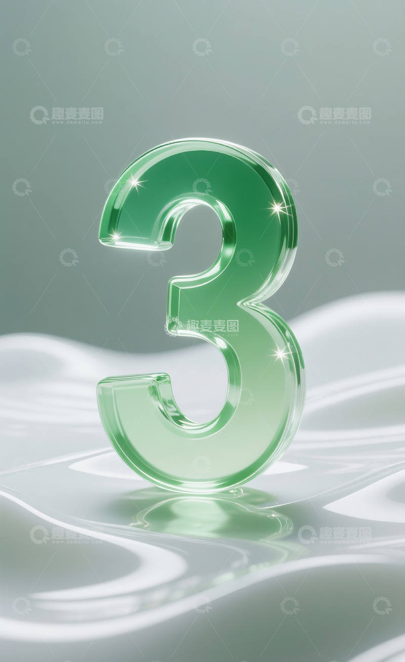 高清大图下载【趣麦麦图】绿色发光玻璃数字31