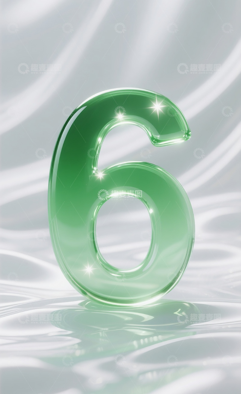 高清大图下载【趣麦麦图】绿色发光玻璃数字62