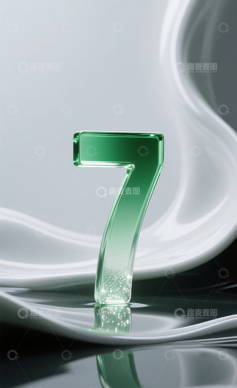 高清大图下载【趣麦麦图】绿色发光玻璃数字72
