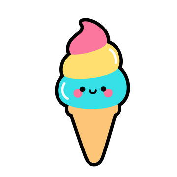 萌趣彩色冰淇淋甜筒