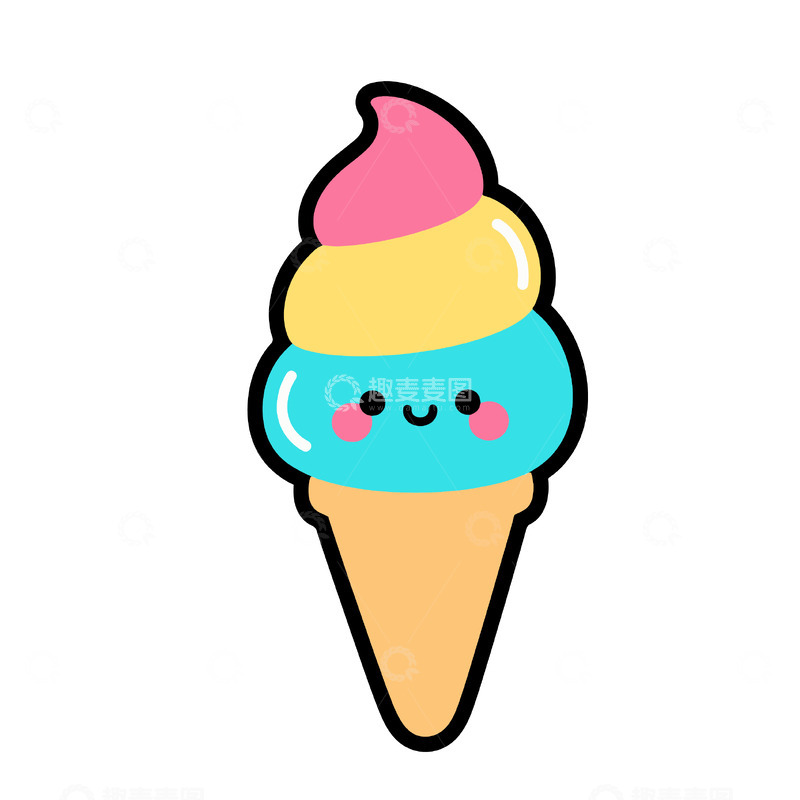 源文件下载【趣麦麦图】萌趣彩色冰淇淋甜筒