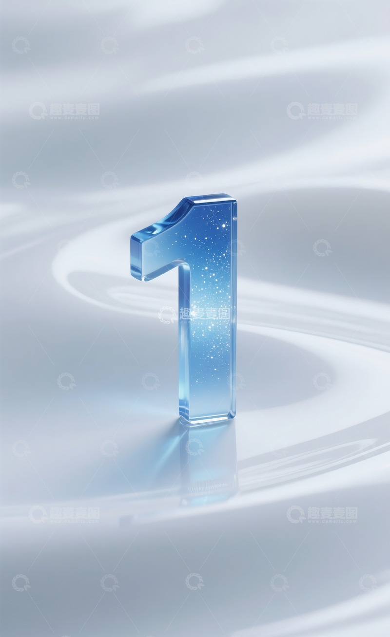 高清大图下载【趣麦麦图】蓝色发光玻璃数字11