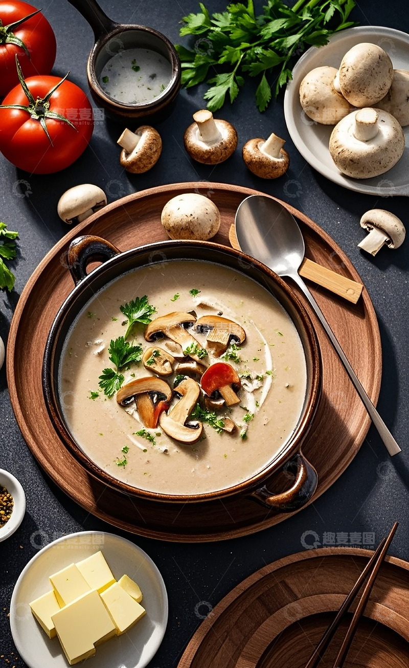 高清大图下载【趣麦麦图】奶油蘑菇汤3