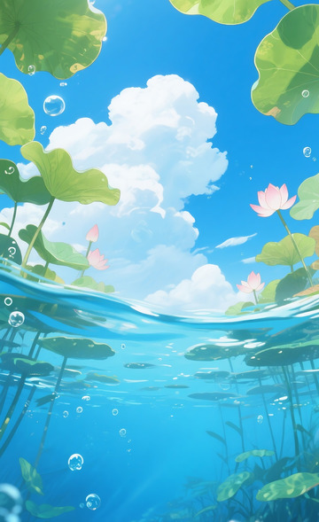 水下池塘插画