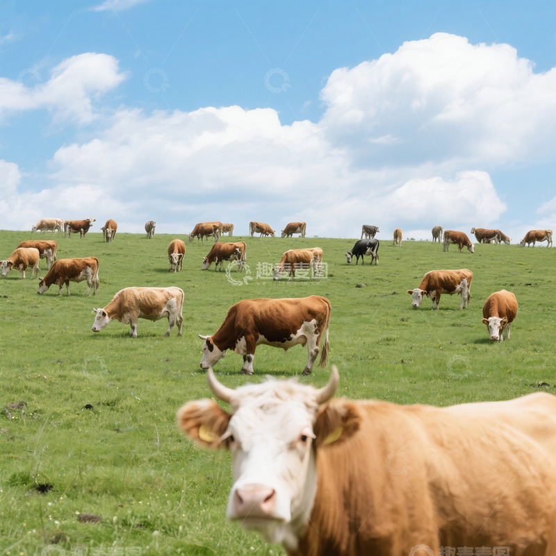 高清大图下载【趣麦麦图】草原奶牛2
