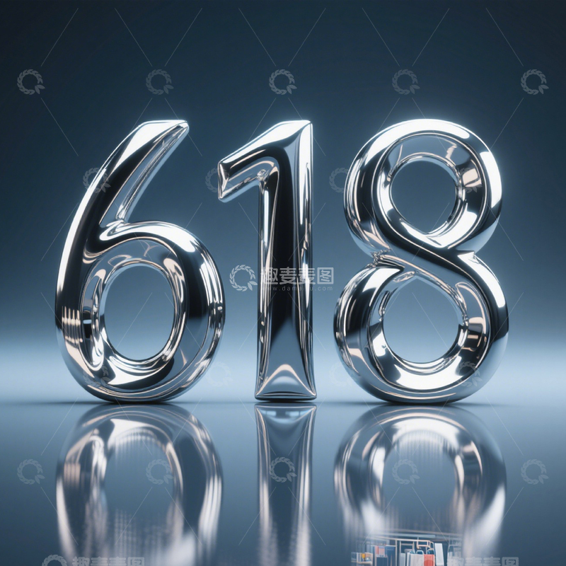 高清大图下载【趣麦麦图】618金属银背景海报2