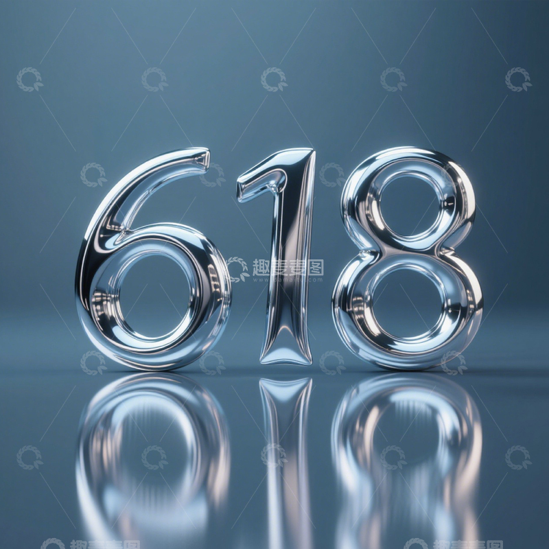 高清大图下载【趣麦麦图】618金属银背景海报1