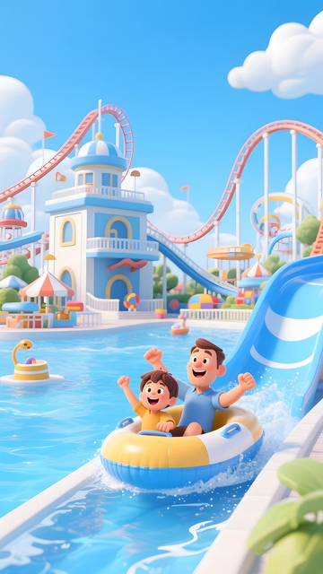 卡通3D亲子游乐园插画4