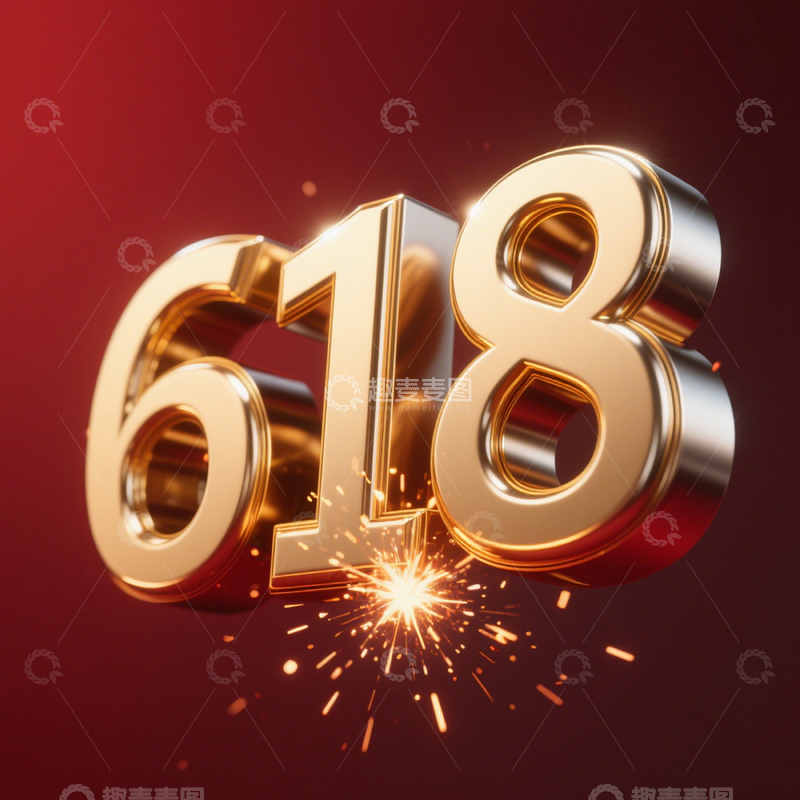 高清大图下载【趣麦麦图】618金红闪耀背景海报2