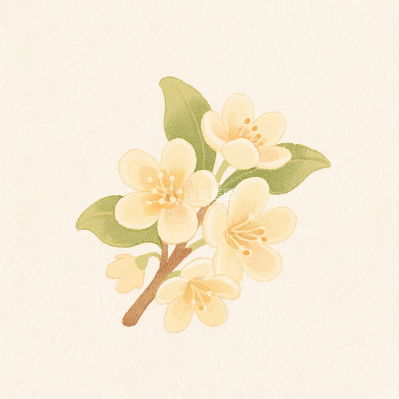 高清大图下载【趣麦麦图】卡通水彩手绘桂花素材1