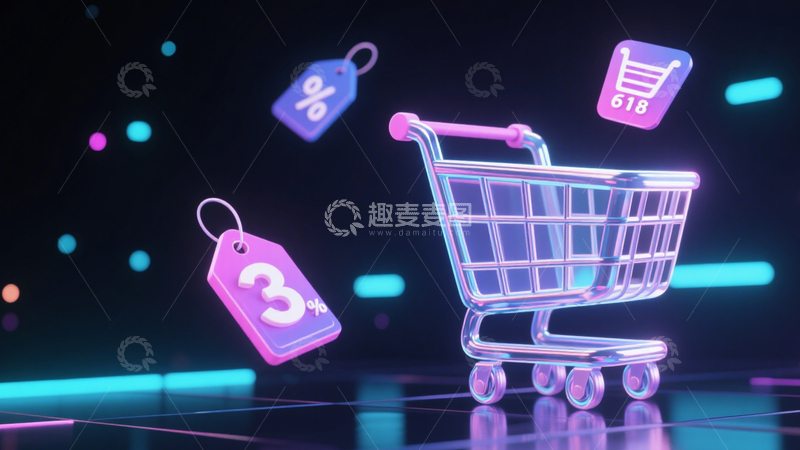 高清大图下载【趣麦麦图】618购物直播背景3