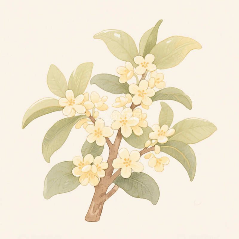 高清大图下载【趣麦麦图】卡通水彩手绘桂花素材2