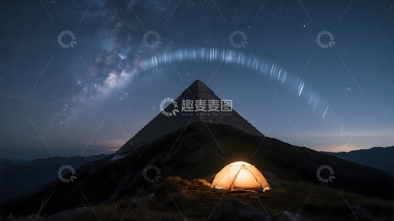 高清大图下载【趣麦麦图】星空下的户外露营