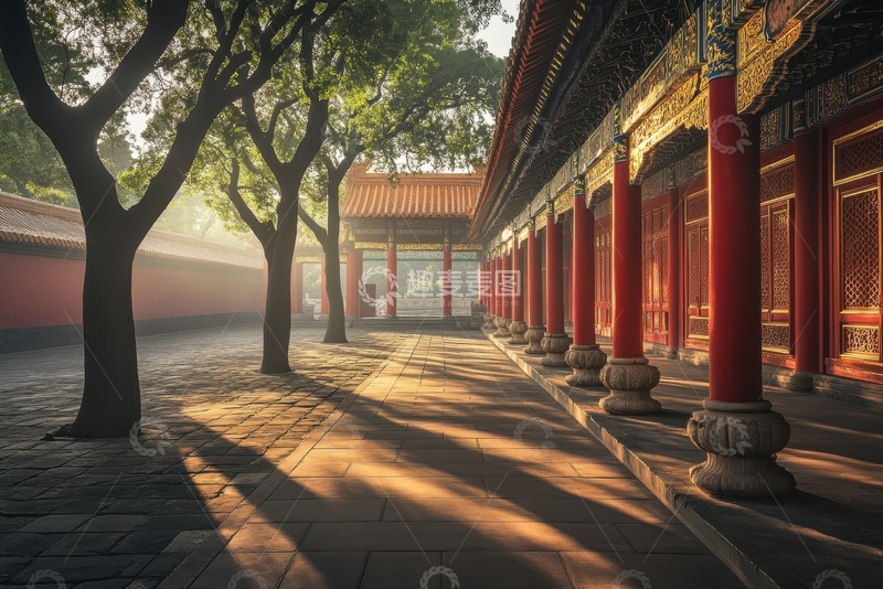 高清大图下载【趣麦麦图】寺庙院落通道摄影