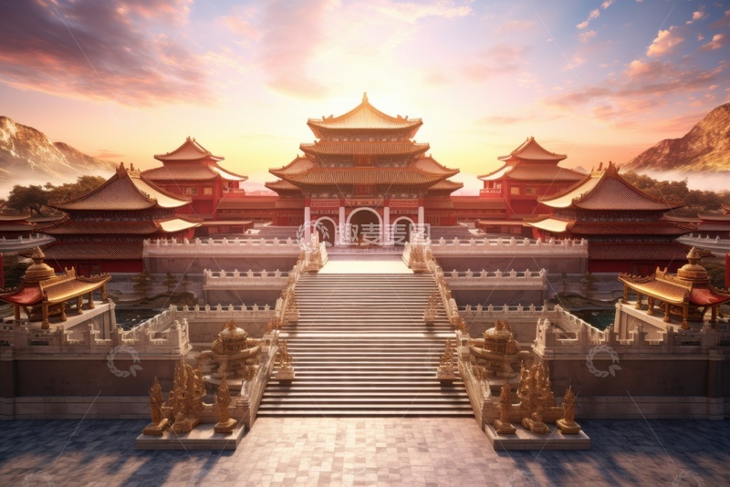 高清大图下载【趣麦麦图】寺庙台阶建筑风景