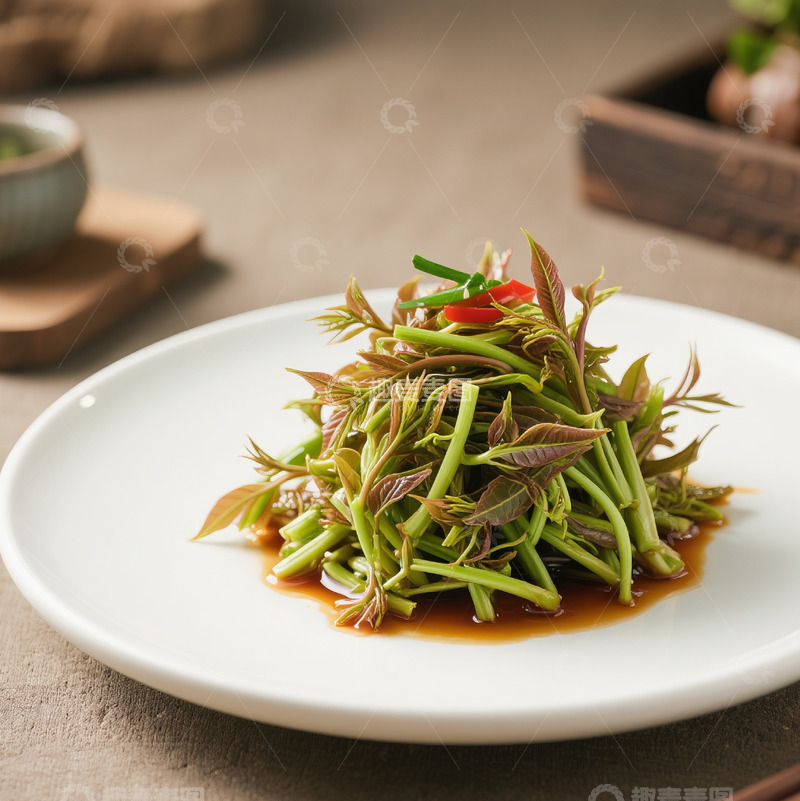 高清大图下载【趣麦麦图】香椿苗凉菜摄影图3