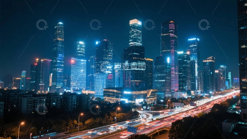 高清大图下载【趣麦麦图】城市夜景车水马龙4