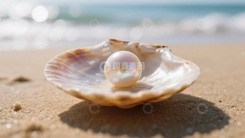 高清大图下载【趣麦麦图】沙滩贝壳珍珠