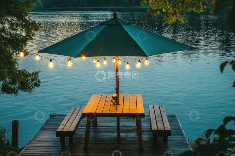 高清大图下载【趣麦麦图】湖畔露台休闲区