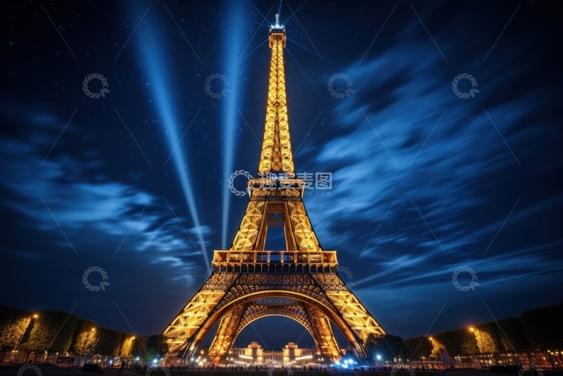 高清大图下载【趣麦麦图】艾菲尔铁塔城市夜景