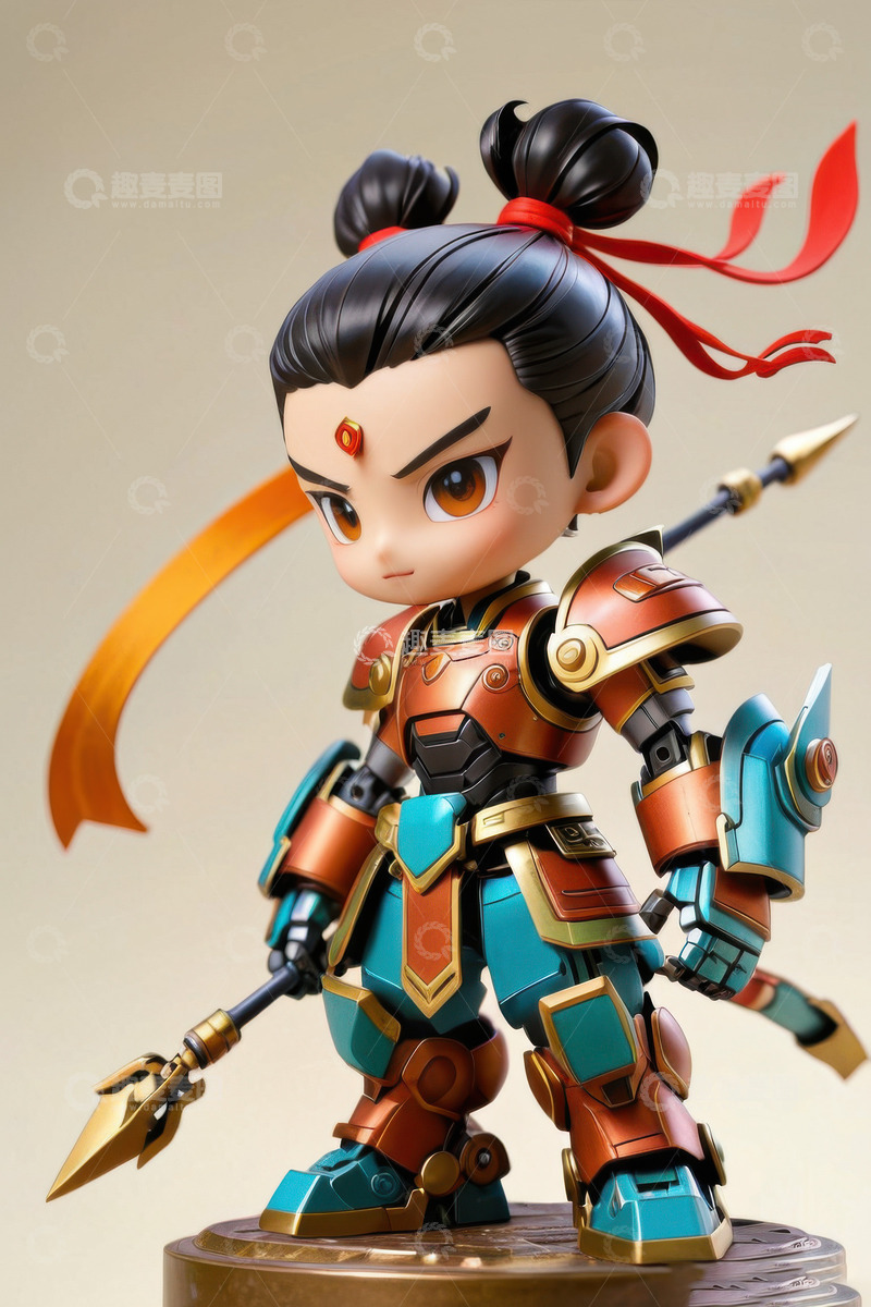 高清大图下载【趣麦麦图】赛博朋克机甲战甲哪吒AI插画海报背景素材6