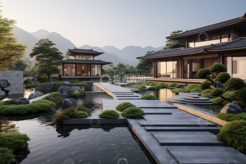 高清大图下载【趣麦麦图】新中式禅意庭院