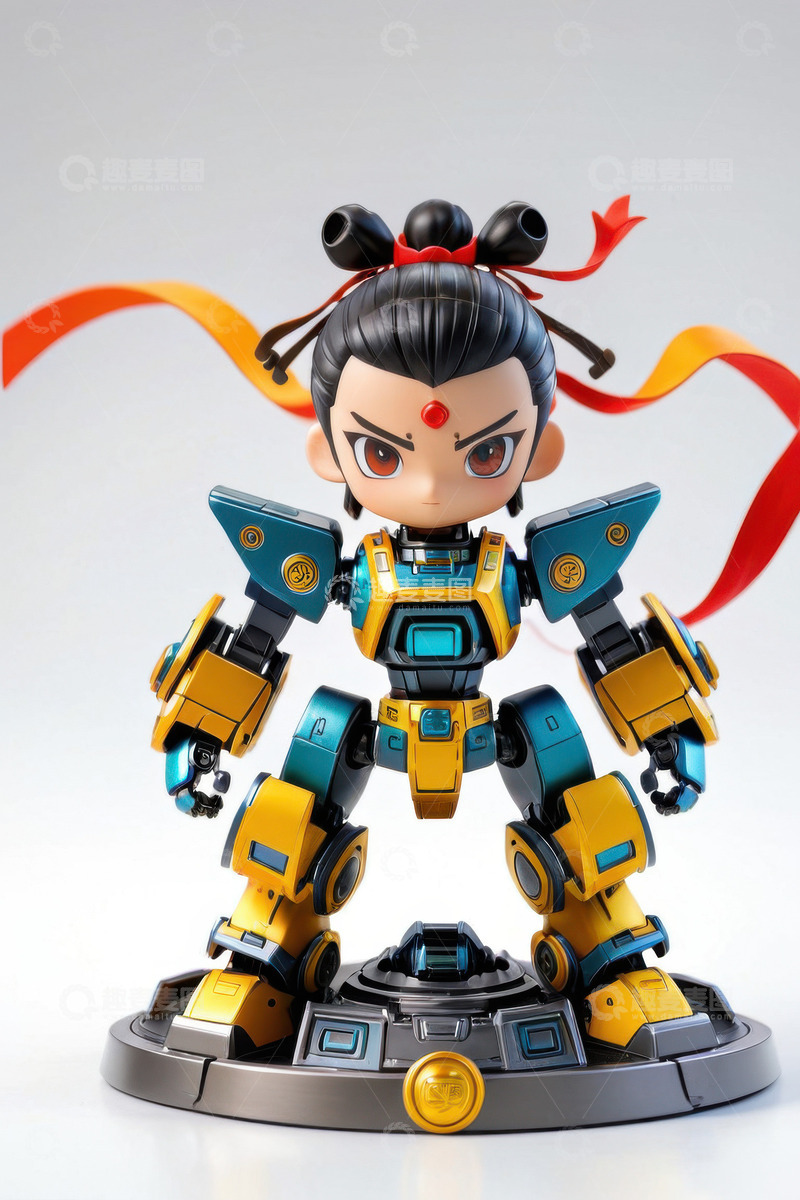 高清大图下载【趣麦麦图】赛博朋克机甲战甲哪吒AI插画海报背景素材3