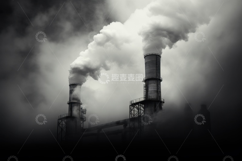 高清大图下载【趣麦麦图】黑白色冒烟的工厂