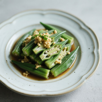 芥末凉拌秋葵摄影图3