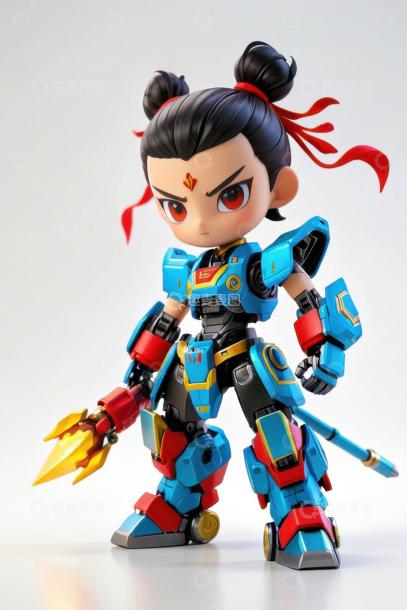 高清大图下载【趣麦麦图】赛博朋克机甲战甲哪吒AI插画海报背景素材21