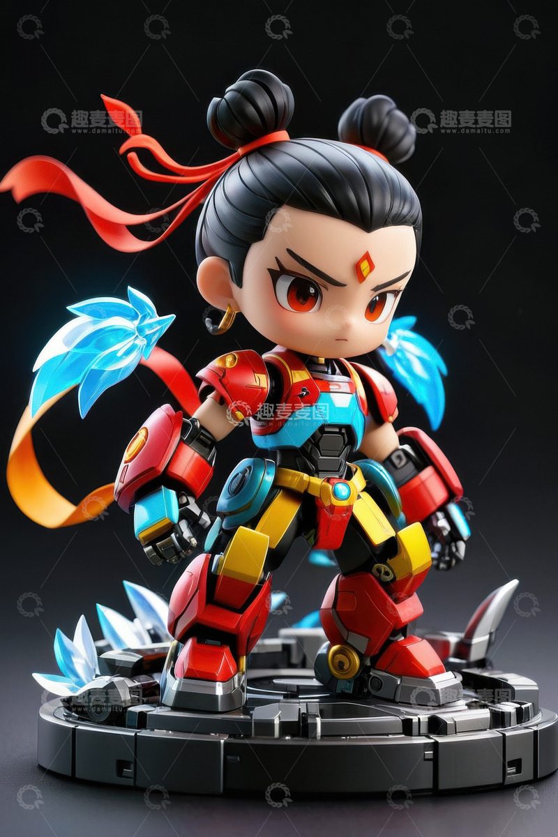 高清大图下载【趣麦麦图】赛博朋克机甲战甲哪吒AI插画海报背景素材16