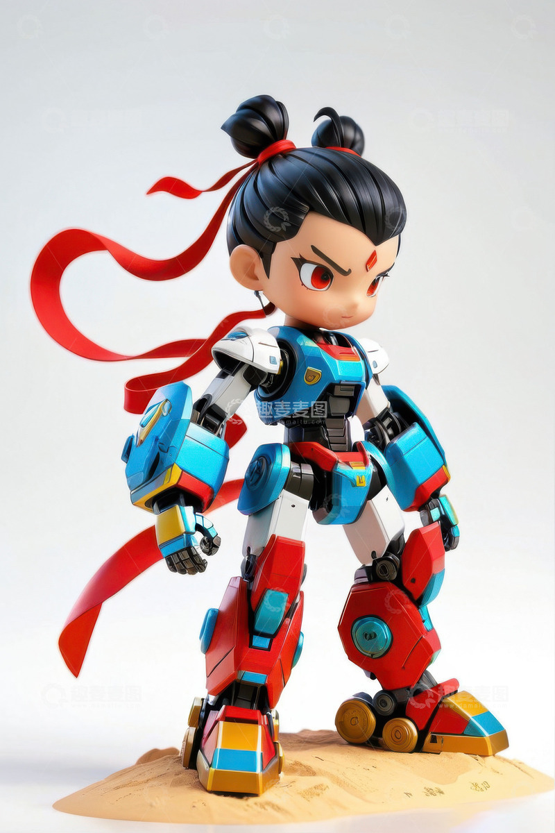 高清大图下载【趣麦麦图】赛博朋克机甲战甲哪吒AI插画海报背景素材9