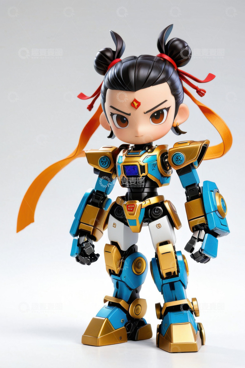 高清大图下载【趣麦麦图】赛博朋克机甲战甲哪吒AI插画海报背景素材15