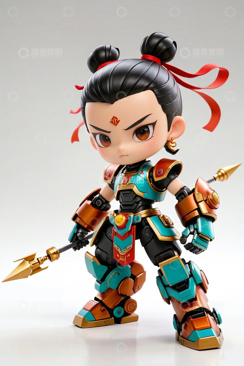 高清大图下载【趣麦麦图】赛博朋克机甲战甲哪吒AI插画海报背景素材19