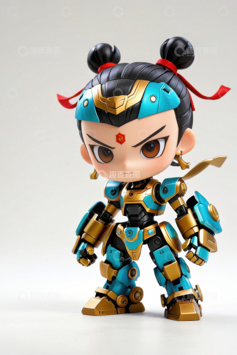 高清大图下载【趣麦麦图】赛博朋克机甲战甲哪吒AI插画海报背景素材10