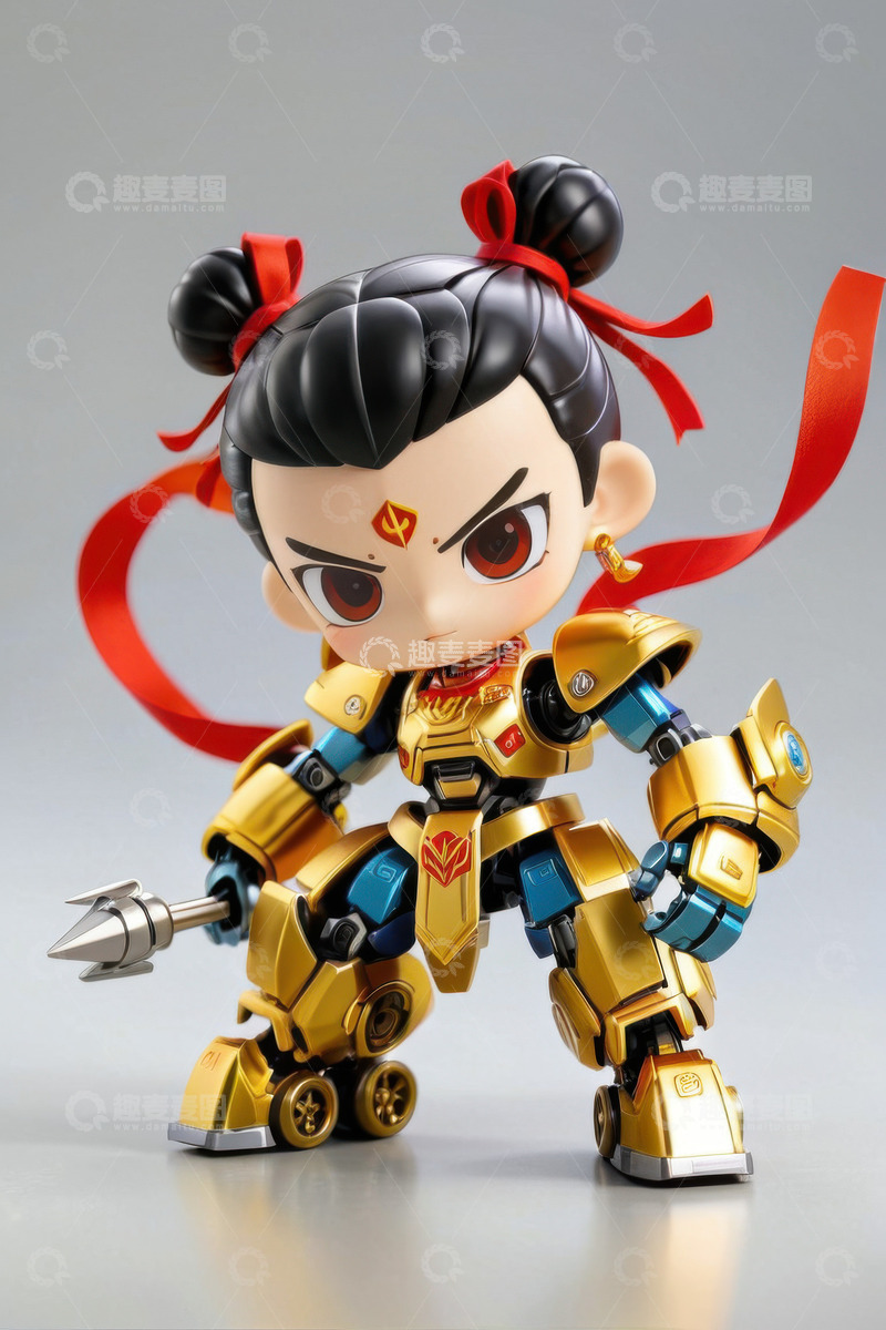 高清大图下载【趣麦麦图】赛博朋克机甲战甲哪吒AI插画海报背景素材8