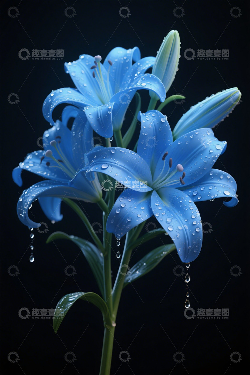 高清大图下载【趣麦麦图】蓝色百合花素材