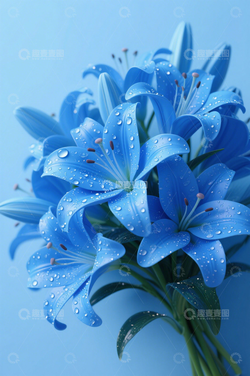 高清大图下载【趣麦麦图】蓝色百合花素材1