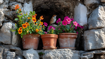 站在花盆上的小鸟1