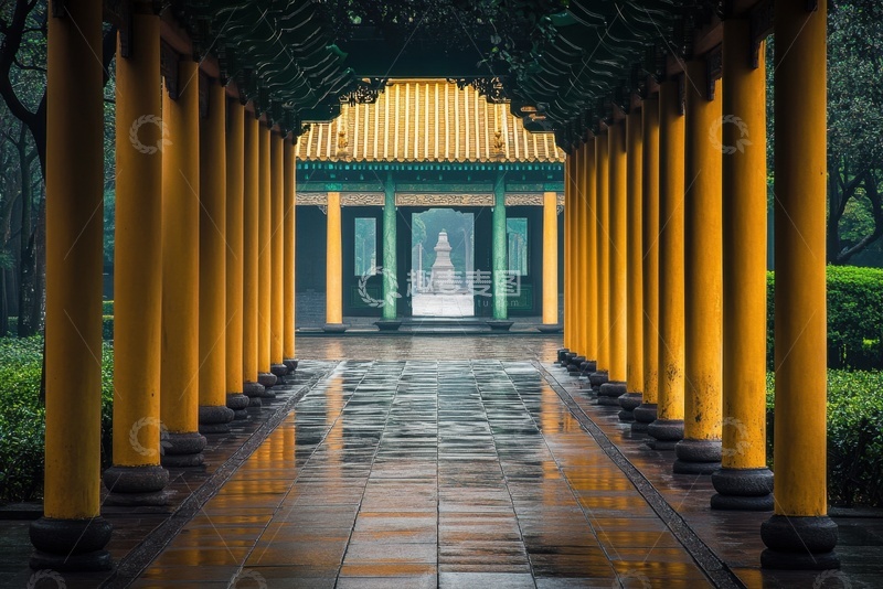 高清大图下载【趣麦麦图】中式古建回廊景观