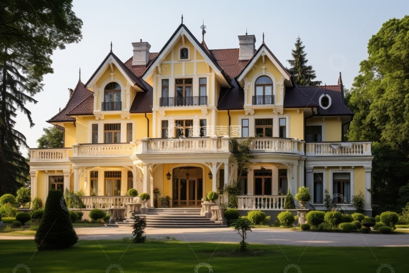 高清大图下载【趣麦麦图】欧式古典别墅建筑风景