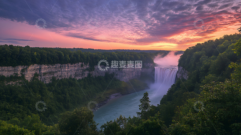 高清大图下载【趣麦麦图】森林植被瀑布1